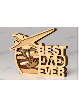 Σετ των 2 Intra απο ξύλο plywood 3mm-4mm πάχος Τρισδιάστατη για τη γιορτή του πατέρα Δίασταση 30x20 cm INTRAFABR-119490907