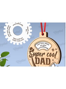 Σετ των 3 Intra απο ξύλο plywood 3mm-4mm πάχος Τρισδιάστατο στολίδι για την Ημέρα του Πατέρα Δίασταση 8x8 cm INTRAFABR-119317548