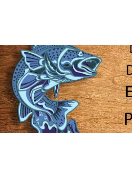 Intra απο ξύλο plywood 3mm-4mm πάχος 3D Fish Multilayer /Cut File Mandala Δίασταση 30x30 cm INTRAFABR-86752164