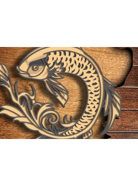 Σετ των 2 Intra απο ξύλο plywood 3mm-4mm πάχος 3D Fish Multilayer /Cut File Mandala Δίασταση 30x30 cm INTRAFABR-73089133