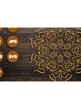 Σετ των 2 Intra απο ξύλο plywood 3mm-4mm πάχος 3D Fish Sea Mandala για Cricut Δίασταση 30x30 cm INTRAFABR-79236738