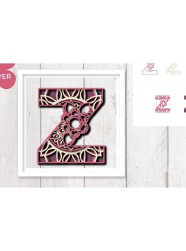 Intra απο ξύλο plywood 3mm-4mm πάχος 3D Floral Letter Z Mandala Layer Δίασταση 30x30 cm INTRAFABR-30542854