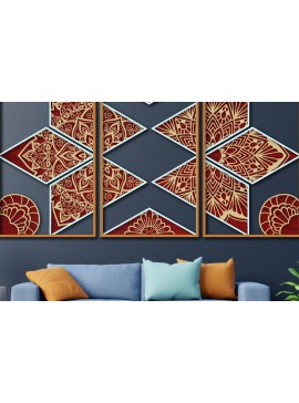 Intra απο ξύλο plywood 3mm-4mm πάχος 3D Floral Mandala Πολυστρωματική διακόσμηση τοίχου Δίασταση 30x30 cm INTRAFABR-24955781