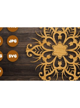 Σετ των 2 Intra απο ξύλο plywood 3mm-4mm πάχος 3D Floral Mandala για Cricut Δίασταση 30x30 cm INTRAFABR-98434436