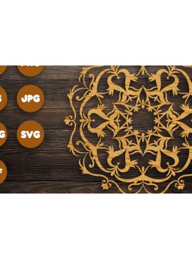 Σετ των 2 Intra απο ξύλο plywood 3mm-4mm πάχος 3D Floral Mandala για Cricut Δίασταση 30x30 cm INTRAFABR-98434612