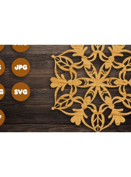 Σετ των 2 Intra απο ξύλο plywood 3mm-4mm πάχος 3D Floral Mandala για Cricut Δίασταση 30x30 cm INTRAFABR-98792889