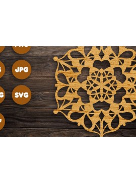 Σετ των 2 Intra απο ξύλο plywood 3mm-4mm πάχος 3D Floral Mandala για Cricut Δίασταση 30x30 cm INTRAFABR-98792905