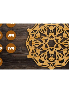 Σετ των 2 Intra απο ξύλο plywood 3mm-4mm πάχος 3D Floral Mandala για Cricut Δίασταση 30x30 cm INTRAFABR-98792925