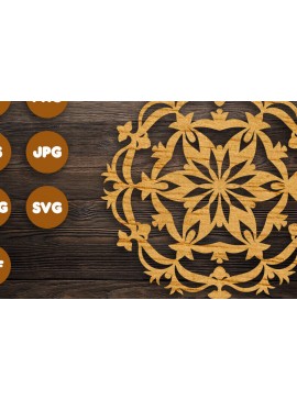 Σετ των 2 Intra απο ξύλο plywood 3mm-4mm πάχος 3D Floral Mandala για Cricut Δίασταση 30x30 cm INTRAFABR-99225594
