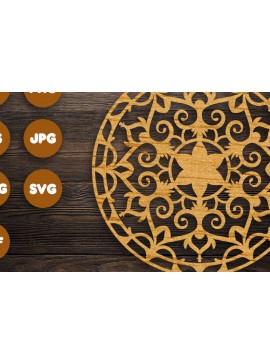 Σετ των 2 Intra απο ξύλο plywood 3mm-4mm πάχος 3D Floral Mandala για Cricut Δίασταση 30x30 cm INTRAFABR-99225939