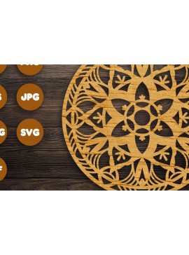 Σετ των 2 Intra απο ξύλο plywood 3mm-4mm πάχος 3D Floral Mandala για Cricut Δίασταση 30x30 cm INTRAFABR-103318075