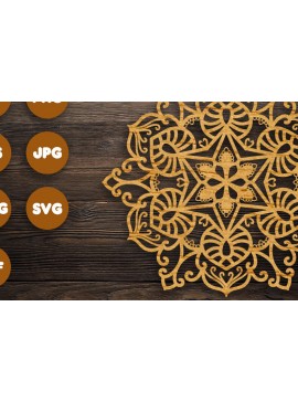 Σετ των 2 Intra απο ξύλο plywood 3mm-4mm πάχος 3D Floral Mandala για Cricut Δίασταση 30x30 cm INTRAFABR-74109519