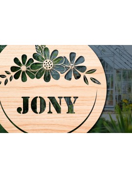 Σετ των 2 Intra απο ξύλο plywood 3mm-4mm πάχος 3D Floral στρογγυλή πινακίδα Δίασταση 30x20 cm INTRAFABR-27559609