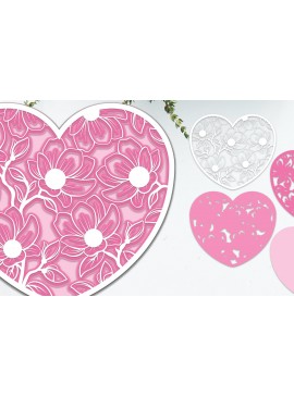 Σετ των 2 Intra απο ξύλο plywood 3mm-4mm πάχος τρισδιάστατο λουλούδι με στρώσεις καρδιές Δίασταση 15x15 cm INTRAFABR-88664471