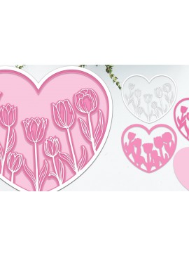 Σετ των 2 Intra απο ξύλο plywood 3mm-4mm πάχος τρισδιάστατο λουλούδι με στρώσεις καρδιές Δίασταση 15x15 cm INTRAFABR-88786864