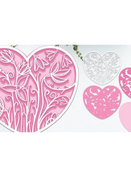 Σετ των 2 Intra απο ξύλο plywood 3mm-4mm πάχος τρισδιάστατο λουλούδι με στρώσεις καρδιές Δίασταση 15x15 cm INTRAFABR-88786990