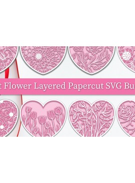 Σετ των 3 Intra απο ξύλο plywood 3mm-4mm πάχος Τρισδιάστατη χάρτινη δέσμη με στρώσεις καρδιάς λουλουδιών Δίασταση 15x15 cm INTRAFABR-88883446