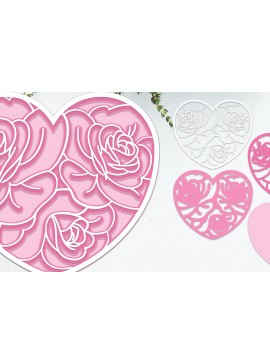 Σετ των 2 Intra απο ξύλο plywood 3mm-4mm πάχος τρισδιάστατο λουλούδι με στρώσεις καρδιές Δίασταση 15x15 cm INTRAFABR-88664376