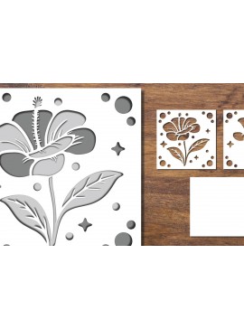 Σετ των 2 Intra απο ξύλο plywood 3mm-4mm πάχος 3D Papercut με στρώσεις λουλουδιών 2 Δίασταση 15x15 cm INTRAFABR-91700973