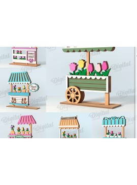 Σετ των 2 Intra απο ξύλο plywood 3mm-4mm πάχος 3D Flower Market Standing Decors Δίασταση 30x20 cm INTRAFABR-119136188