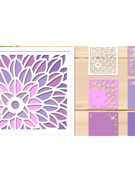 Σετ των 3 Intra απο ξύλο plywood 3mm-4mm πάχος 3d Flower Shadow Box, Floral Layered Δίασταση 8x8 cm INTRAFABR-65089174