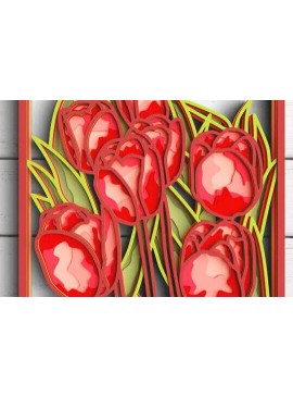 Intra απο ξύλο plywood 3mm-4mm πάχος 3D Flower 8 Layer - Tulip Δίασταση 30x30 cm INTRAFABR-101198049