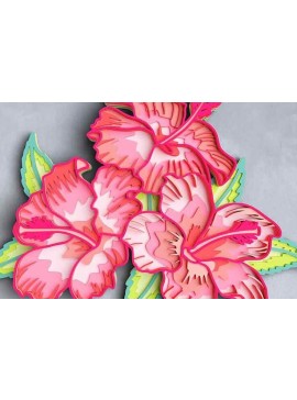 Intra απο ξύλο plywood 3mm-4mm πάχος 3D Flower Design - Hibiscus Δίασταση 30x30 cm INTRAFABR-101180396