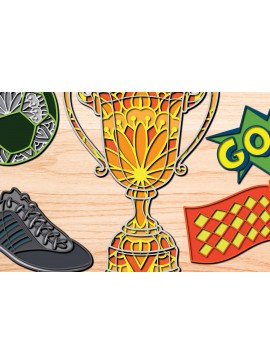 Σετ των 2 Intra απο ξύλο plywood 3mm-4mm πάχος Τρισδιάστατη δέσμη ποδοσφαίρου Sports Layer Cut Δίασταση 15x15 cm INTRAFABR-25427919