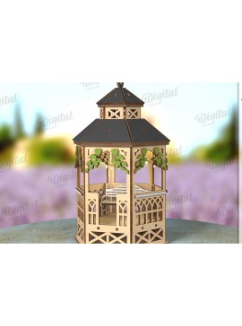Σετ των 2 Intra απο ξύλο plywood 3mm-4mm πάχος 3D Gazebo Lantern Δίασταση 30x20 cm INTRAFABR-122128783