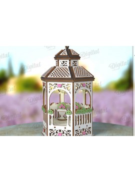 Σετ των 2 Intra απο ξύλο plywood 3mm-4mm πάχος 3D Gazebo Lantern Δίασταση 30x20 cm INTRAFABR-122128485