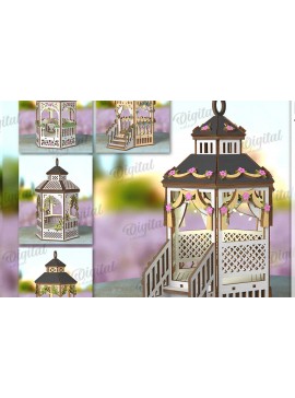 Σετ των 2 Intra απο ξύλο plywood 3mm-4mm πάχος Κόψιμο με λέιζερ με δέσμη 3D Gazebo Lanterns Δίασταση 30x20 cm INTRAFABR-121991667