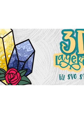 Σετ των 2 Intra απο ξύλο plywood 3mm-4mm πάχος 3D Gemstones 01 Layered Design Δίασταση 30x20 cm INTRAFABR-35840015