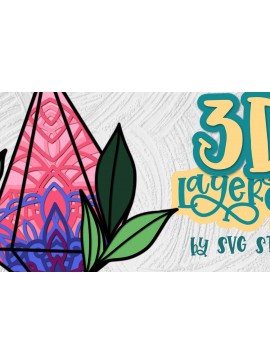 Σετ των 2 Intra απο ξύλο plywood 3mm-4mm πάχος 3D Gemstones 02 Layered Design Δίασταση 30x20 cm INTRAFABR-35840018