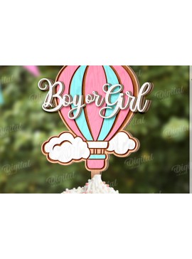 Σετ των 2 Intra απο ξύλο plywood 3mm-4mm πάχος 3D Gender Reveal Cake Topper Cut  Δίασταση 30x20 cm INTRAFABR-123360906