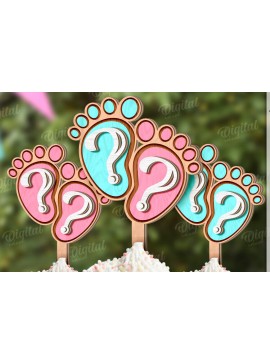 Σετ των 2 Intra απο ξύλο plywood 3mm-4mm πάχος 3D Gender Reveal Cake Topper Cut  Δίασταση 30x20 cm INTRAFABR-123360970