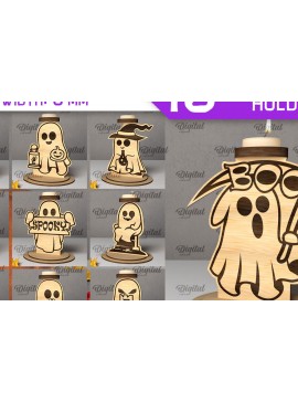 Σετ των 2 Intra απο ξύλο plywood 3mm-4mm πάχος Δέσμη 3D Ghost Candle Holder Δίασταση 15x15 cm INTRAFABR-105569430