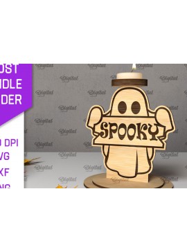 Σετ των 2 Intra απο ξύλο plywood 3mm-4mm πάχος 3D Ghost Candle Holder . Στοιχειωμένος Δίασταση 15x15 cm INTRAFABR-105569708