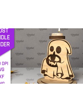 Σετ των 2 Intra απο ξύλο plywood 3mm-4mm πάχος 3D Ghost Candle Holder . Στοιχειωμένος Δίασταση 15x15 cm INTRAFABR-105569724