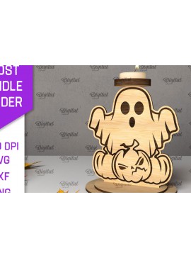 Σετ των 2 Intra απο ξύλο plywood 3mm-4mm πάχος 3D Ghost Candle Holder . Στοιχειωμένος Δίασταση 15x15 cm INTRAFABR-105569541