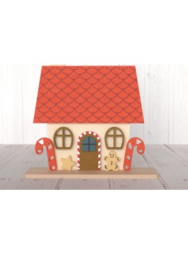 Intra απο ξύλο plywood 3mm-4mm πάχος 3D Gingerbread House Cut  Decor Δίασταση 30x20 cm INTRAFABR-107875579