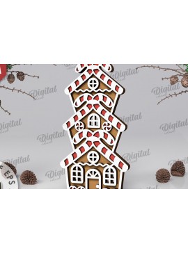 Σετ των 2 Intra απο ξύλο plywood 3mm-4mm πάχος με βάση 3D Gingerbread Stand Δίασταση 30x20 cm INTRAFABR-109883225