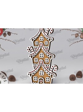 Σετ των 2 Intra απο ξύλο plywood 3mm-4mm πάχος με βάση 3D Gingerbread Stand Δίασταση 30x20 cm INTRAFABR-109882865