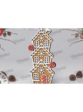 Σετ των 2 Intra απο ξύλο plywood 3mm-4mm πάχος με βάση 3D Gingerbread Stand Δίασταση 30x20 cm INTRAFABR-109882886