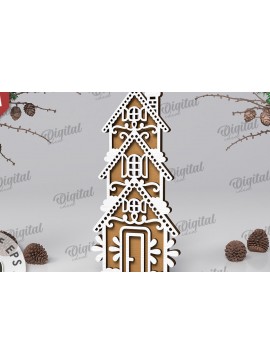 Σετ των 2 Intra απο ξύλο plywood 3mm-4mm πάχος με βάση 3D Gingerbread Stand Δίασταση 30x20 cm INTRAFABR-109882902