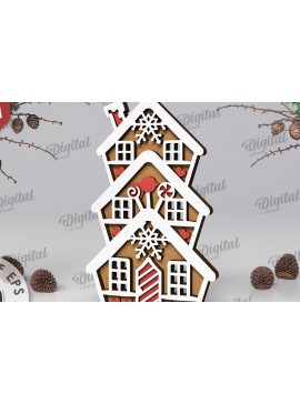 Σετ των 2 Intra απο ξύλο plywood 3mm-4mm πάχος με βάση 3D Gingerbread Stand Δίασταση 30x20 cm INTRAFABR-109883188