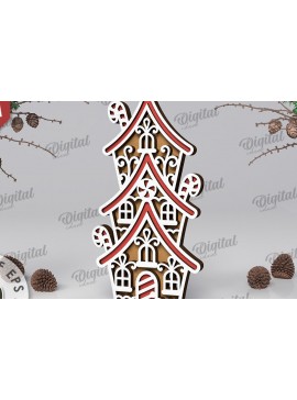 Intra απο ξύλο plywood 3mm-4mm πάχος με βάση 3D Gingerbread Stand Δίασταση 30x20 cm INTRAFABR-109883201