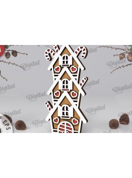 Σετ των 2 Intra απο ξύλο plywood 3mm-4mm πάχος με βάση 3D Gingerbread Stand Δίασταση 30x20 cm INTRAFABR-109883220