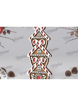 Intra απο ξύλο plywood 3mm-4mm πάχος με βάση 3D Gingerbread Stand Δίασταση 30x20 cm INTRAFABR-109882849