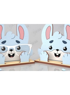 Σετ των 2 Intra απο ξύλο plywood 3mm-4mm πάχος Τρισδιάστατη θήκη γυαλιών κοπής με λέιζερ |Bunny Face Δίασταση 15x15 cm INTRAFABR-121358987