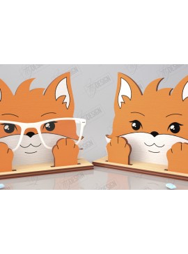 Σετ των 2 Intra απο ξύλο plywood 3mm-4mm πάχος Τρισδιάστατη θήκη γυαλιών κοπής με λέιζερ | Πρόσωπο αλεπούς Δίασταση 15x15 cm INTRAFABR-121358992